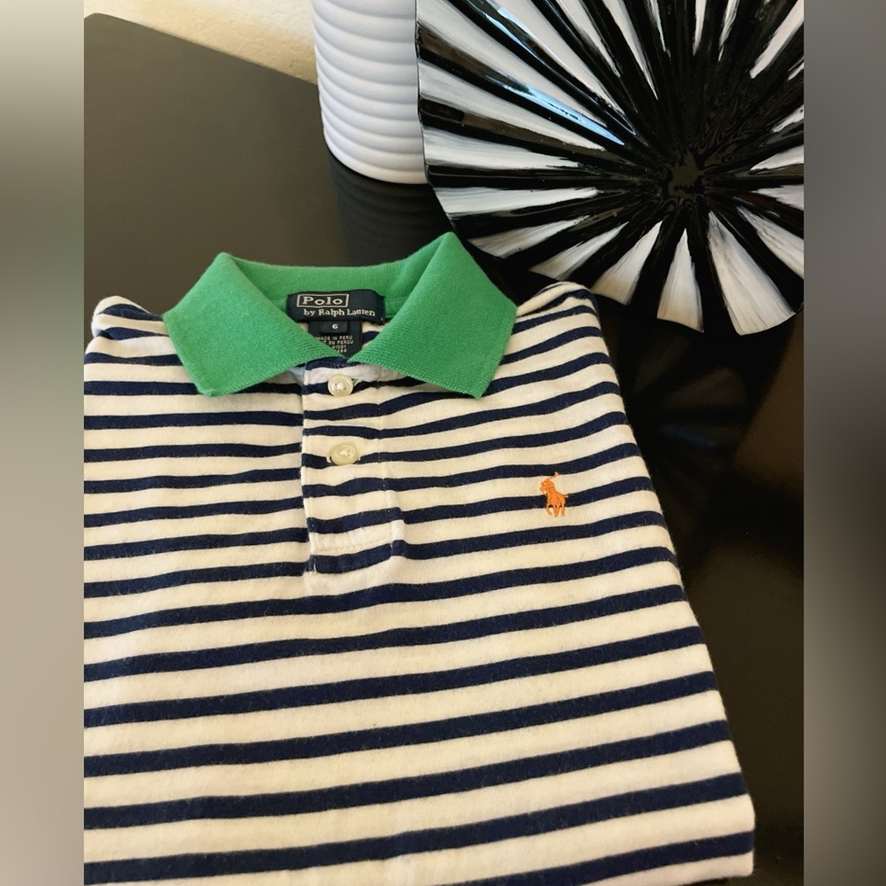 Boys Polo Ralph Lauren Cotton Mesh Striped Polo